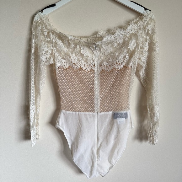 Vintage Jiki Monte-Carlo Creations Women's Bridal Lace Silk Wool Bodysuit S - Picture 9 of 14